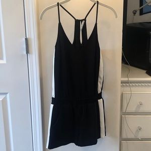 Amanda Uprichard Black Romper w/ White Stripe